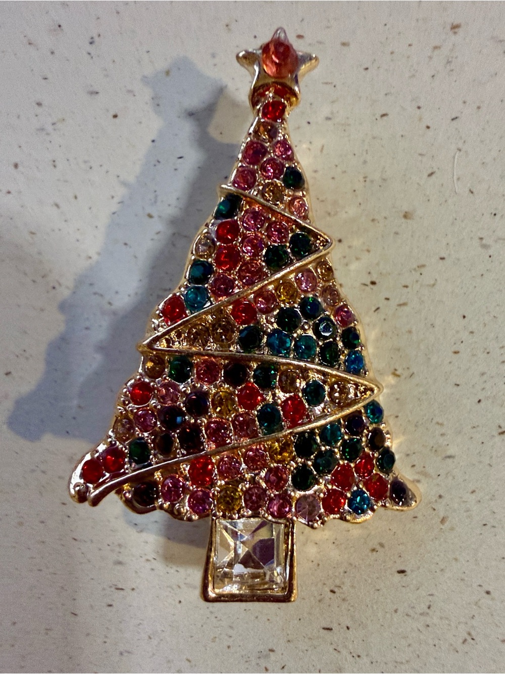 Multicolor Crystal Christmas Tree Brooch - Women Jewelry
